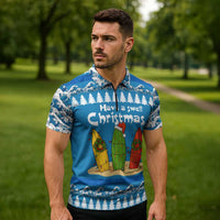 Santa Fist Christmas Zipper Polo Shirt Xmas Holiday Patterns - Wonder Print Shop