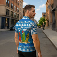 Santa Fist Christmas Zipper Polo Shirt Xmas Holiday Patterns - Wonder Print Shop