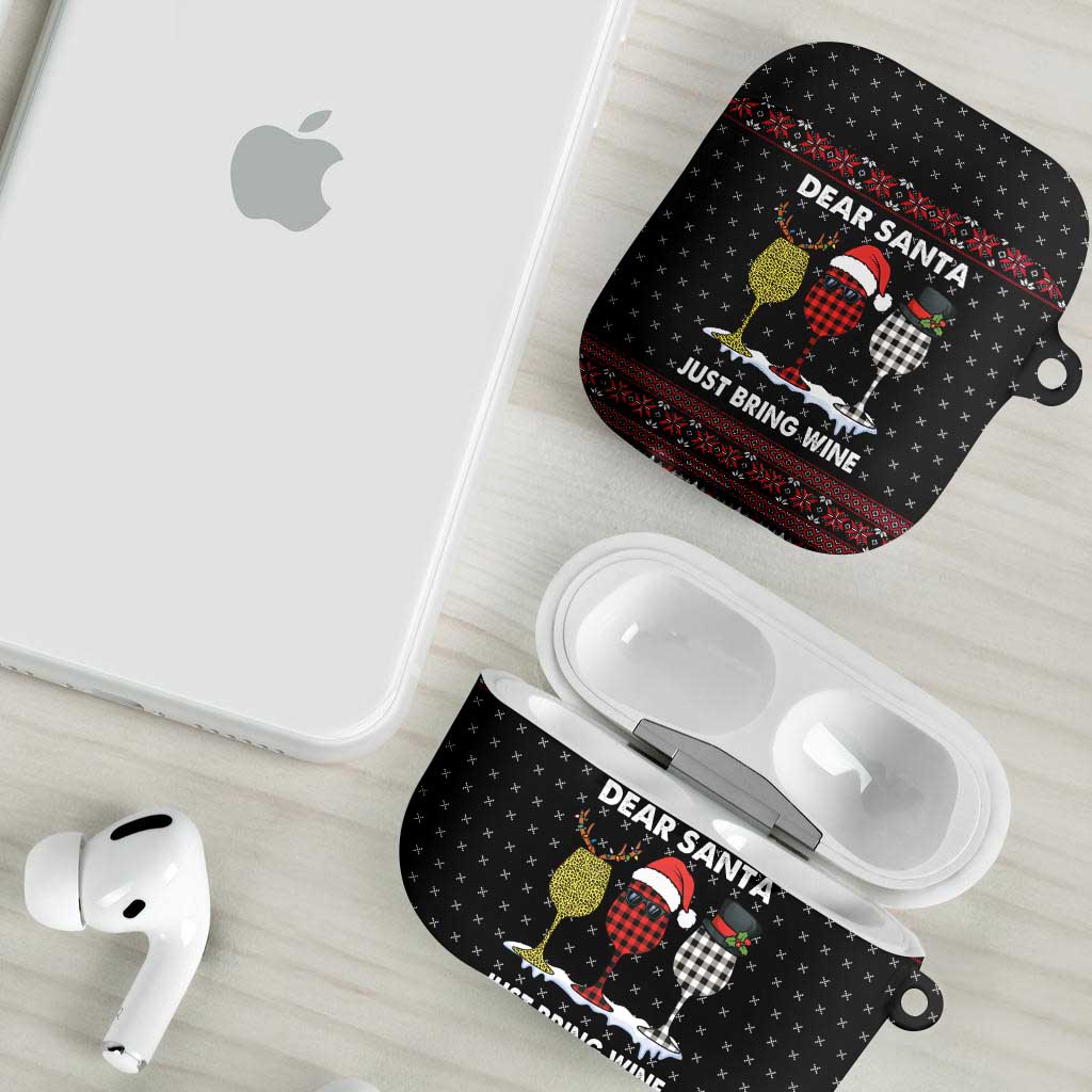 Santa Just Bring Wine Christmas AirPods Case Xmas Holiday Patterns - Wonder Print Shop