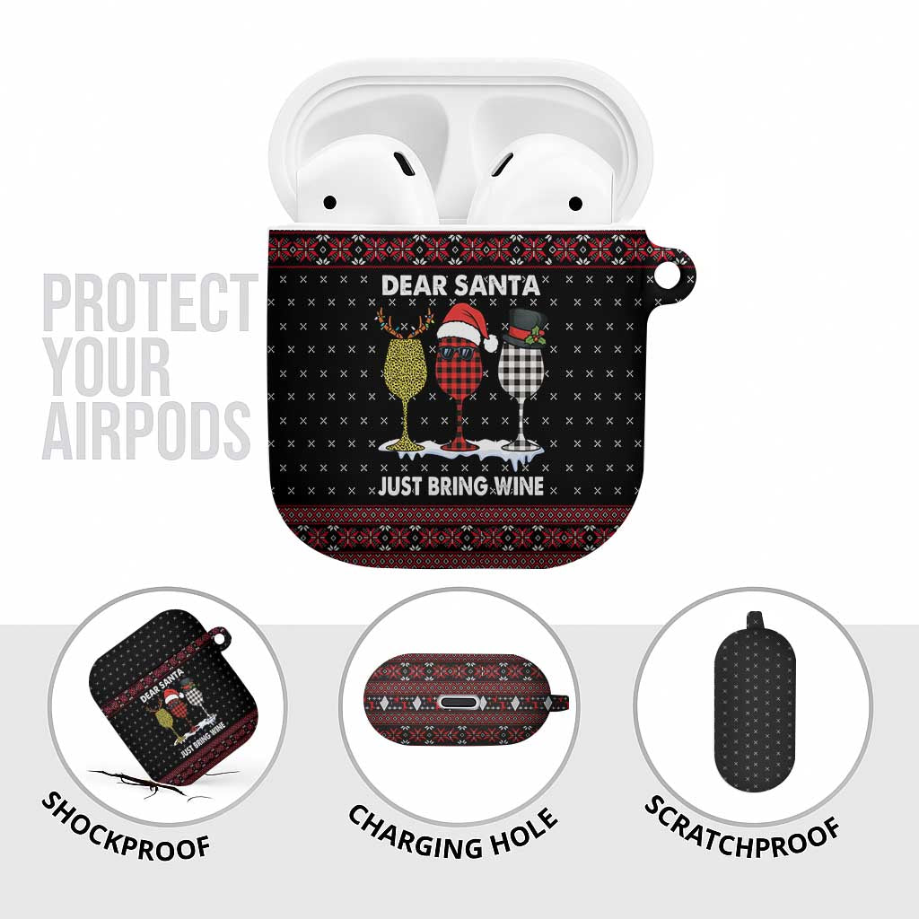 Santa Just Bring Wine Christmas AirPods Case Xmas Holiday Patterns - Wonder Print Shop