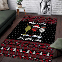 Santa Just Bring Wine Christmas Area Rug Xmas Holiday Patterns - Wonder Print Shop