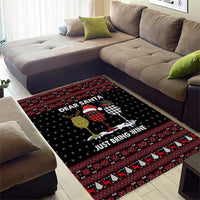 Santa Just Bring Wine Christmas Area Rug Xmas Holiday Patterns - Wonder Print Shop