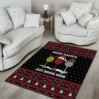 Santa Just Bring Wine Christmas Area Rug Xmas Holiday Patterns - Wonder Print Shop