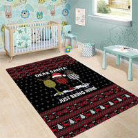 Santa Just Bring Wine Christmas Area Rug Xmas Holiday Patterns - Wonder Print Shop
