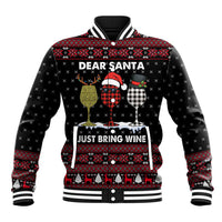 Santa Just Bring Wine Christmas Baseball Jacket Xmas Holiday Patterns - Wonder Print Shop