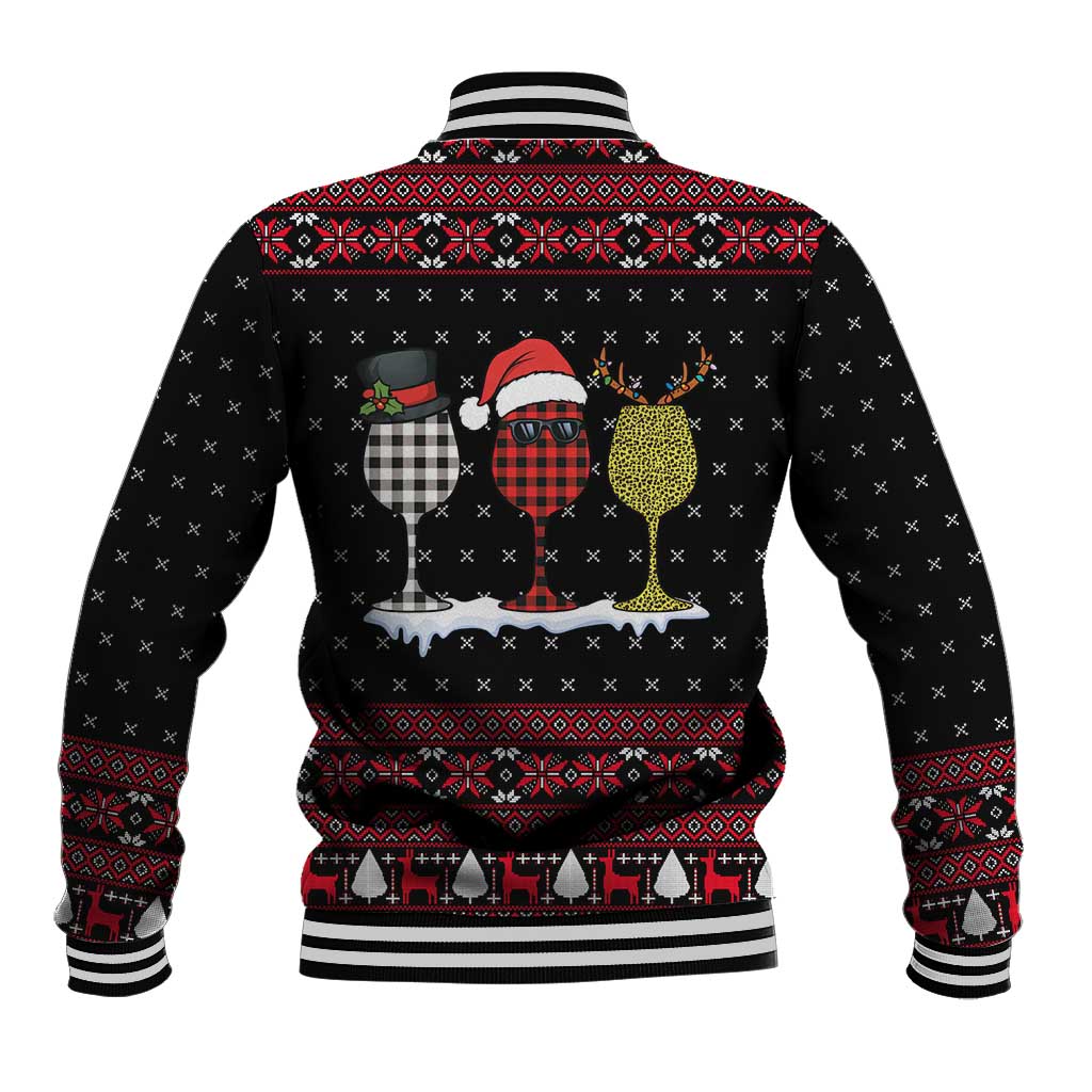 Santa Just Bring Wine Christmas Baseball Jacket Xmas Holiday Patterns - Wonder Print Shop