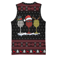 Santa Just Bring Wine Christmas Basketball Jersey Xmas Holiday Patterns - Wonder Print Shop