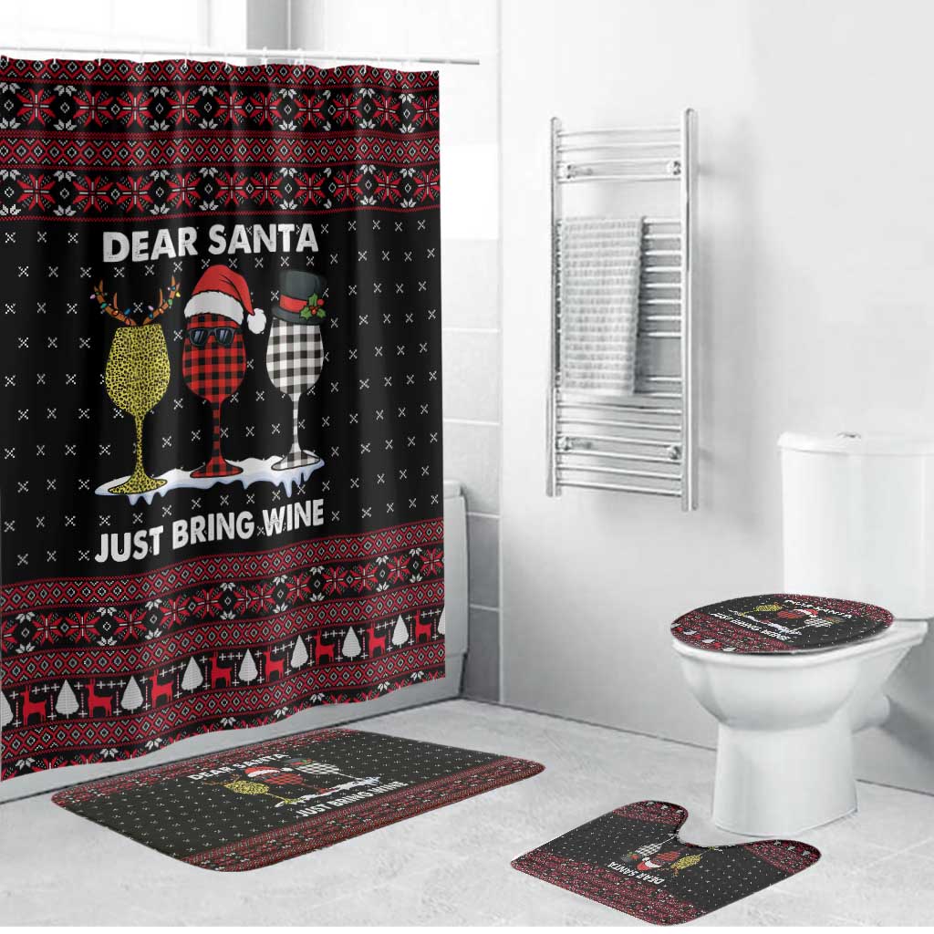 Santa Just Bring Wine Christmas Bathroom Set Xmas Holiday Patterns - Wonder Print Shop