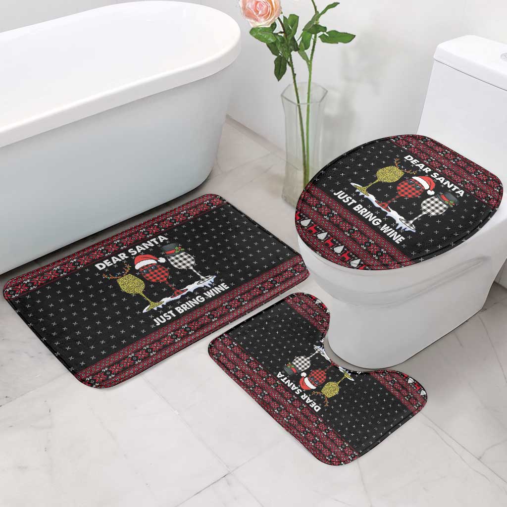 Santa Just Bring Wine Christmas Bathroom Set Xmas Holiday Patterns - Wonder Print Shop