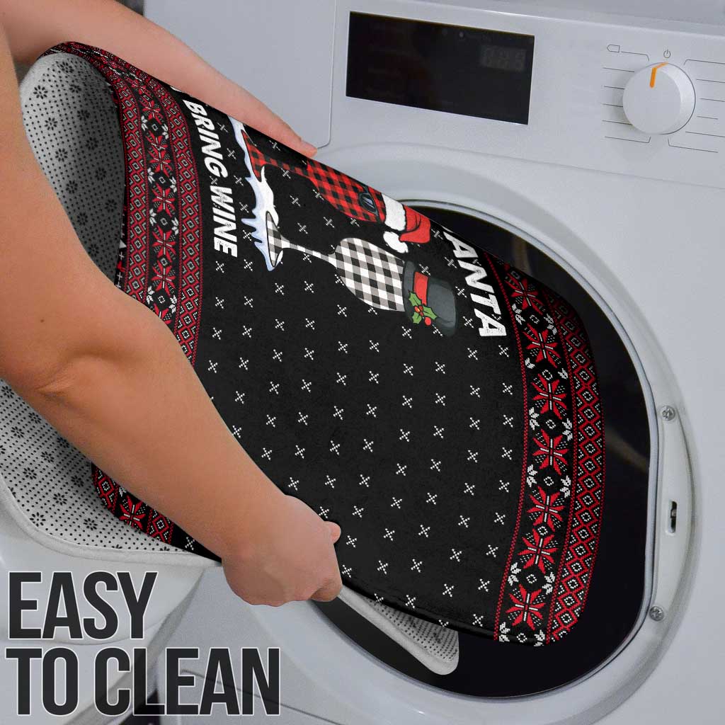 Santa Just Bring Wine Christmas Bathroom Set Xmas Holiday Patterns - Wonder Print Shop