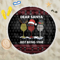 Santa Just Bring Wine Christmas Beach Blanket Xmas Holiday Patterns - Wonder Print Shop