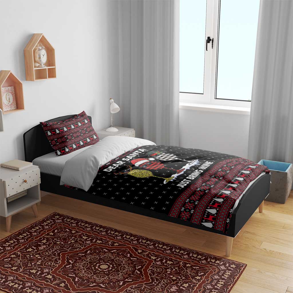 Santa Just Bring Wine Christmas Bedding Set Xmas Holiday Patterns - Wonder Print Shop