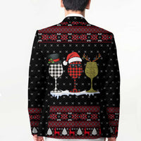 Santa Just Bring Wine Christmas Blazer Xmas Holiday Patterns - Wonder Print Shop