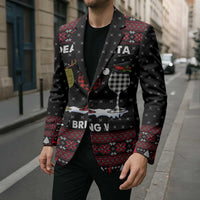 Santa Just Bring Wine Christmas Blazer Xmas Holiday Patterns - Wonder Print Shop