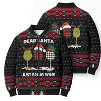 Santa Just Bring Wine Christmas Bomber Puffer Jacket Xmas Holiday Patterns - Wonder Print Shop