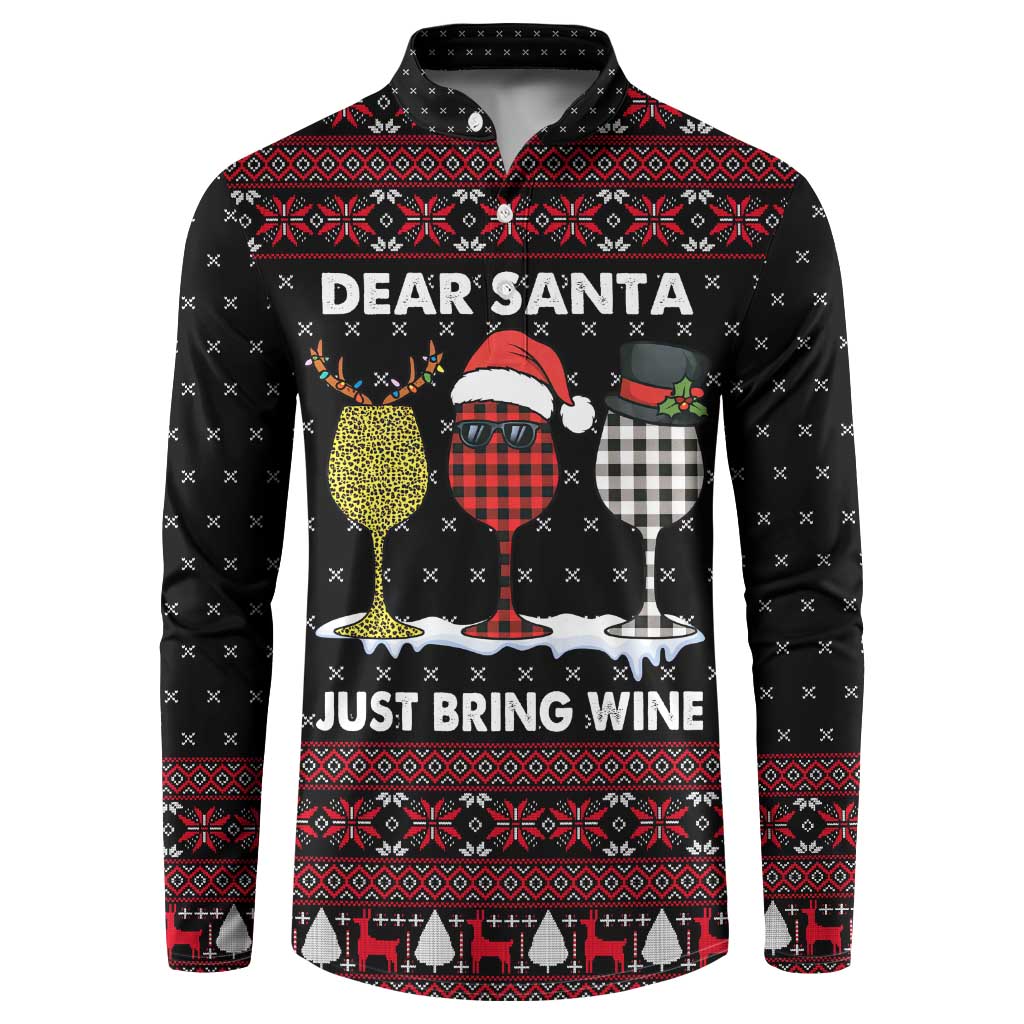 Santa Just Bring Wine Christmas Button Sweatshirt Xmas Holiday Patterns - Wonder Print Shop