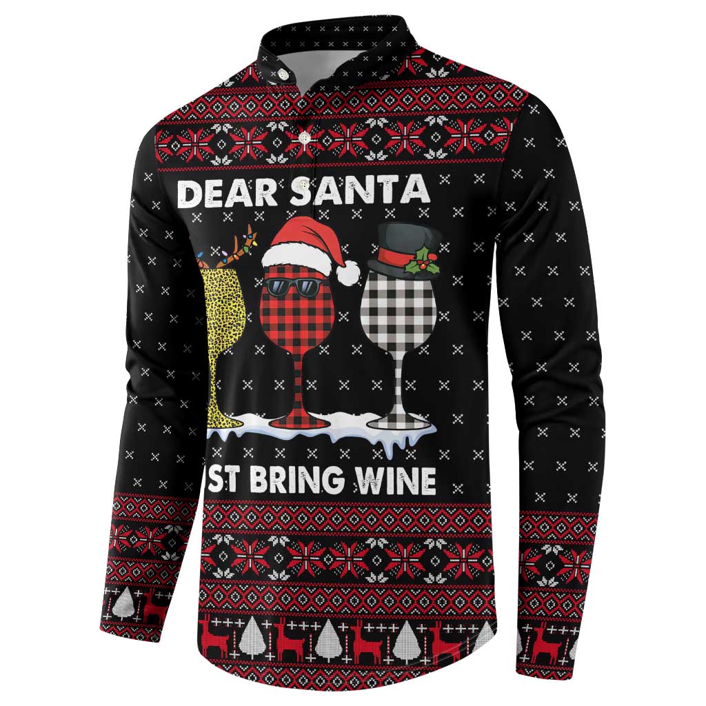 Santa Just Bring Wine Christmas Button Sweatshirt Xmas Holiday Patterns - Wonder Print Shop