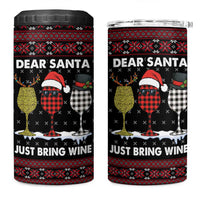 Santa Just Bring Wine Christmas 4 in 1 Can Cooler Tumbler Xmas Holiday Patterns - Wonder Print Shop
