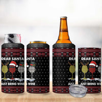 Santa Just Bring Wine Christmas 4 in 1 Can Cooler Tumbler Xmas Holiday Patterns - Wonder Print Shop
