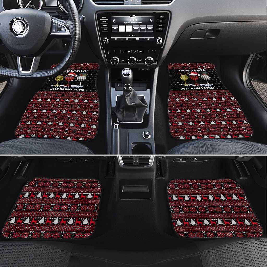 Santa Just Bring Wine Christmas Car Mats Xmas Holiday Patterns - Wonder Print Shop