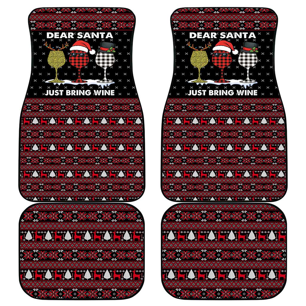 Santa Just Bring Wine Christmas Car Mats Xmas Holiday Patterns - Wonder Print Shop