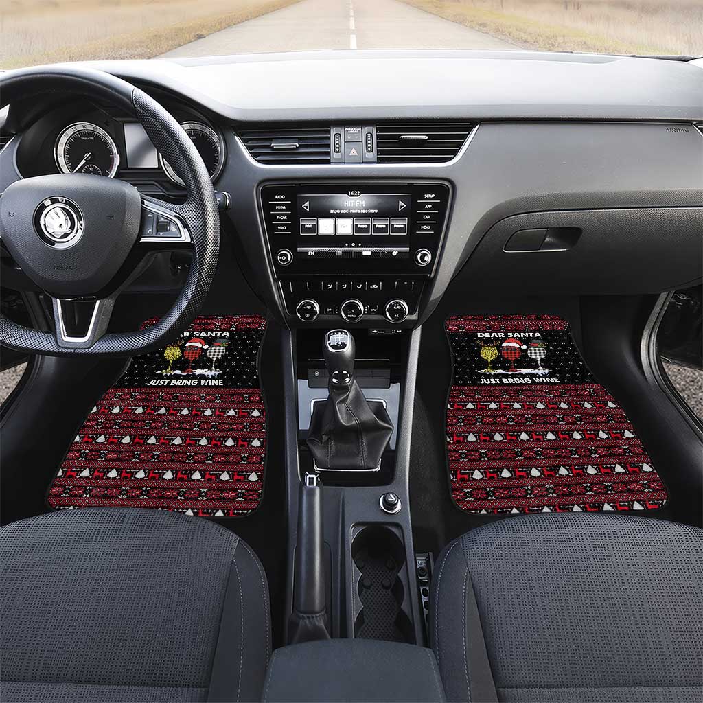 Santa Just Bring Wine Christmas Car Mats Xmas Holiday Patterns - Wonder Print Shop