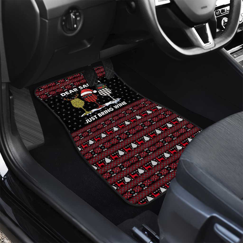 Santa Just Bring Wine Christmas Car Mats Xmas Holiday Patterns - Wonder Print Shop
