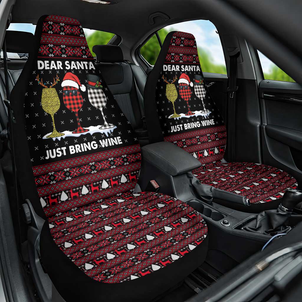 Santa Just Bring Wine Christmas Car Seat Cover Xmas Holiday Patterns - Wonder Print Shop