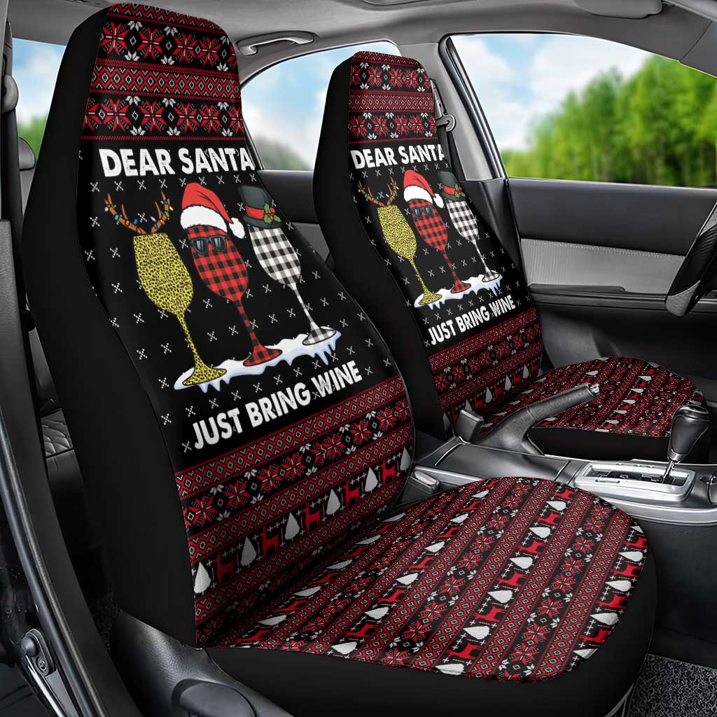 Santa Just Bring Wine Christmas Car Seat Cover Xmas Holiday Patterns - Wonder Print Shop
