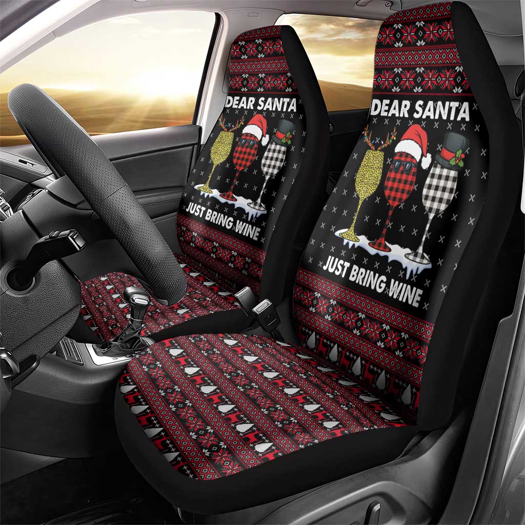 Santa Just Bring Wine Christmas Car Seat Cover Xmas Holiday Patterns - Wonder Print Shop