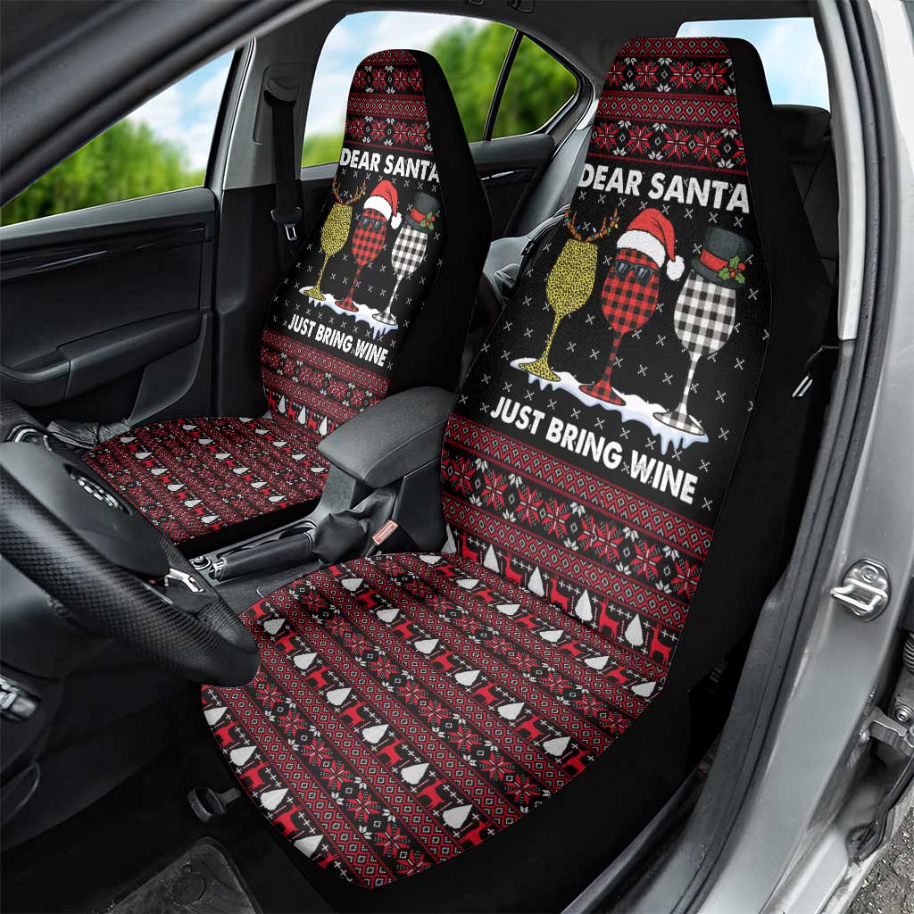 Santa Just Bring Wine Christmas Car Seat Cover Xmas Holiday Patterns - Wonder Print Shop