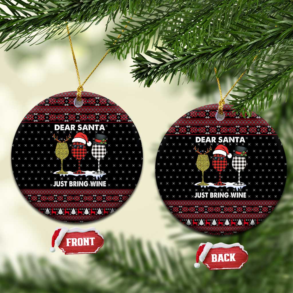 Santa Just Bring Wine Christmas Ceramic Ornament Xmas Holiday Patterns - Wonder Print Shop