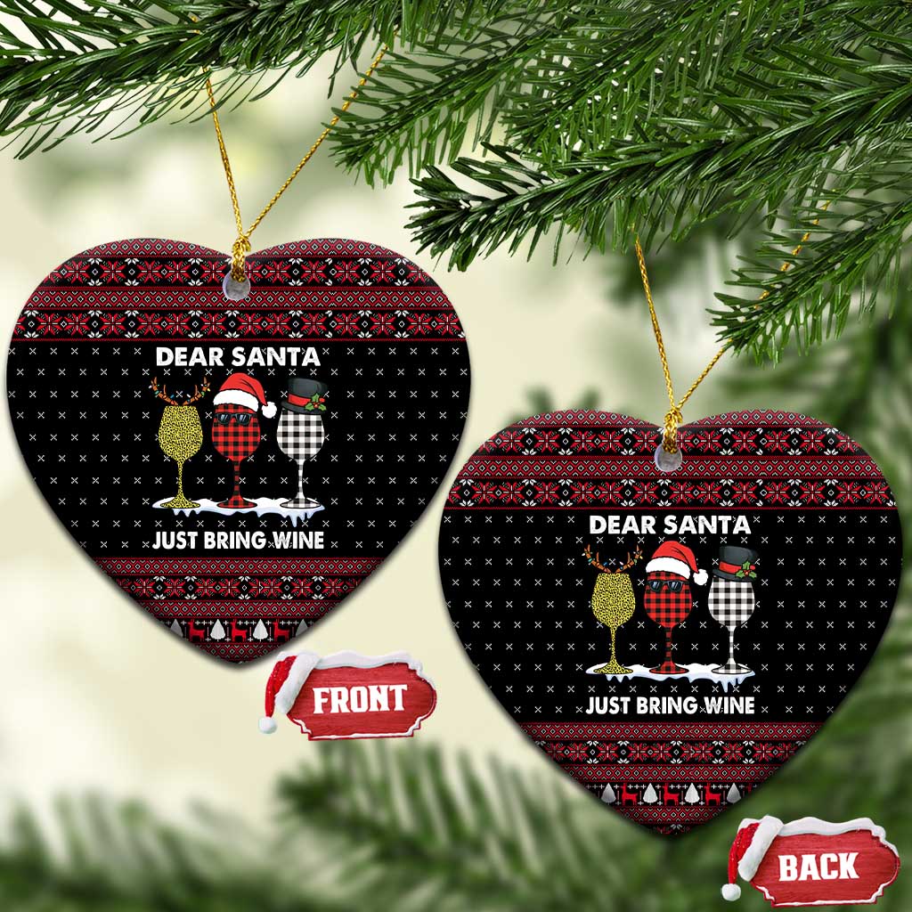 Santa Just Bring Wine Christmas Ceramic Ornament Xmas Holiday Patterns - Wonder Print Shop