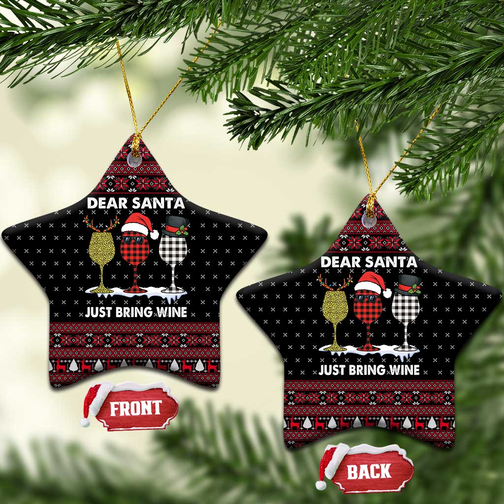 Santa Just Bring Wine Christmas Ceramic Ornament Xmas Holiday Patterns - Wonder Print Shop