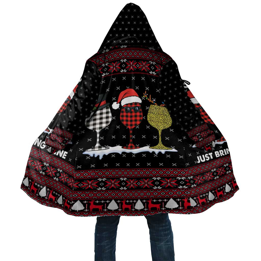 Santa Just Bring Wine Christmas Cloak Xmas Holiday Patterns - Wonder Print Shop