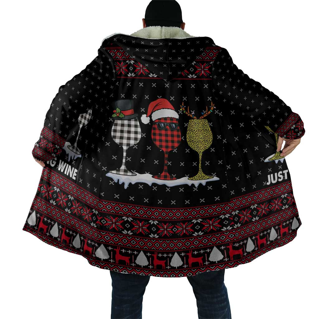 Santa Just Bring Wine Christmas Cloak Xmas Holiday Patterns - Wonder Print Shop