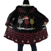 Santa Just Bring Wine Christmas Cloak Xmas Holiday Patterns - Wonder Print Shop