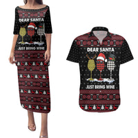 Santa Just Bring Wine Christmas Couples Matching Puletasi and Hawaiian Shirt Xmas Holiday Patterns - Wonder Print Shop