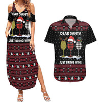 Santa Just Bring Wine Christmas Couples Matching Summer Maxi Dress and Hawaiian Shirt Xmas Holiday Patterns - Wonder Print Shop