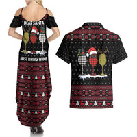 Santa Just Bring Wine Christmas Couples Matching Summer Maxi Dress and Hawaiian Shirt Xmas Holiday Patterns - Wonder Print Shop
