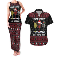 Santa Just Bring Wine Christmas Couples Matching Tank Maxi Dress and Hawaiian Shirt Xmas Holiday Patterns - Wonder Print Shop