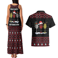 Santa Just Bring Wine Christmas Couples Matching Tank Maxi Dress and Hawaiian Shirt Xmas Holiday Patterns - Wonder Print Shop