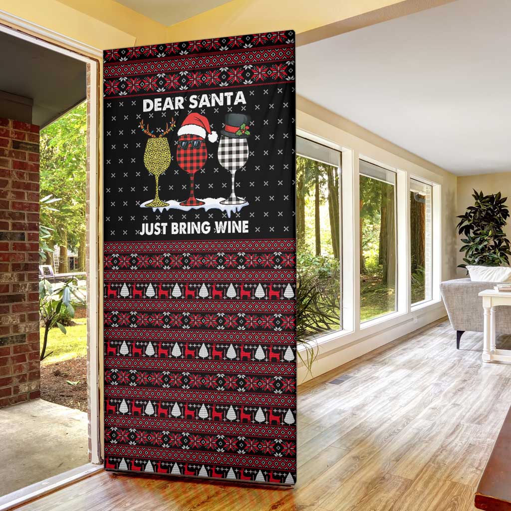 Santa Just Bring Wine Christmas Door Cover Xmas Holiday Patterns - Wonder Print Shop