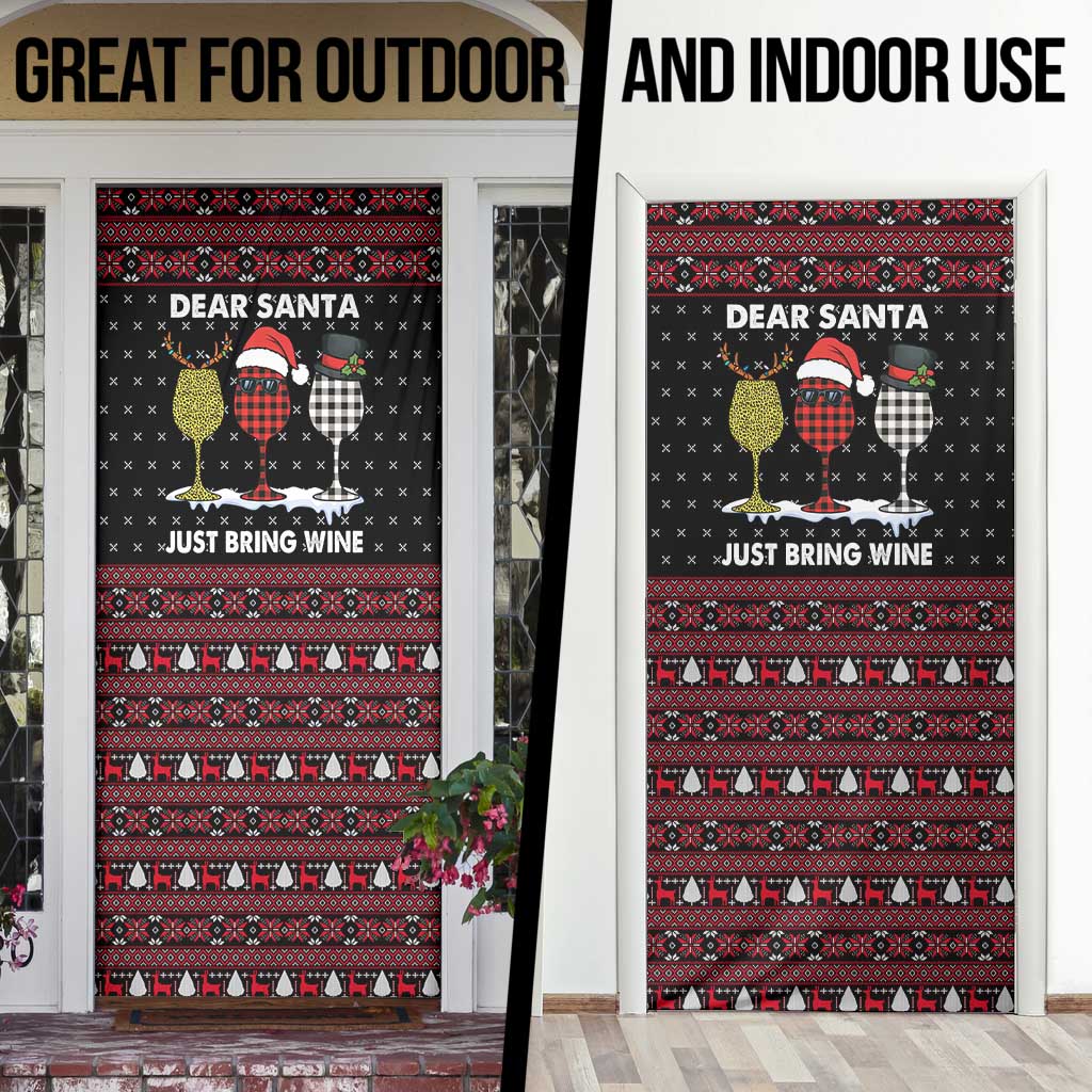 Santa Just Bring Wine Christmas Door Cover Xmas Holiday Patterns - Wonder Print Shop