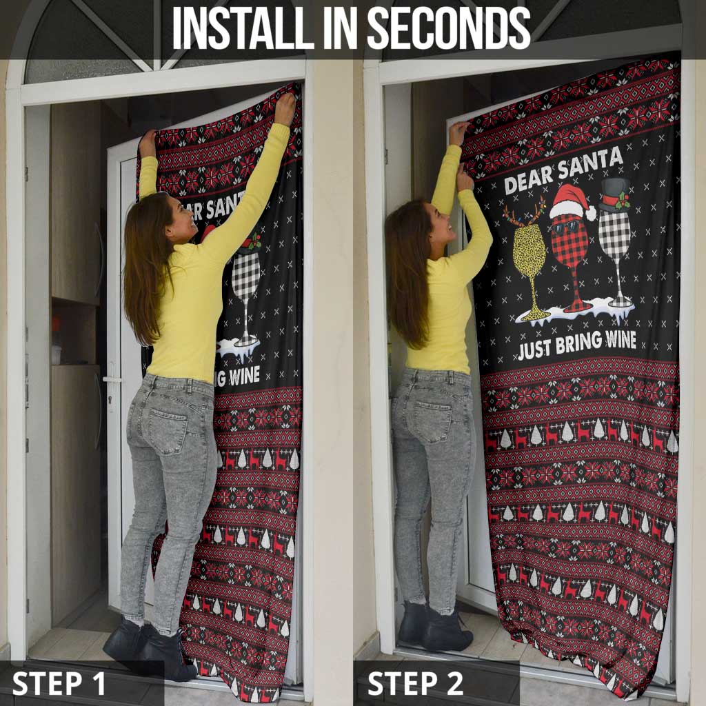 Santa Just Bring Wine Christmas Door Cover Xmas Holiday Patterns - Wonder Print Shop