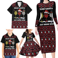 Santa Just Bring Wine Christmas Family Matching Long Sleeve Bodycon Dress and Hawaiian Shirt Xmas Holiday Patterns - Wonder Print Shop
