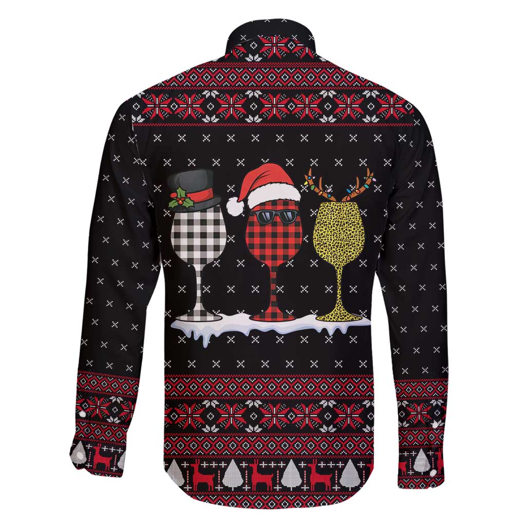 Santa Just Bring Wine Christmas Family Matching Long Sleeve Bodycon Dress and Hawaiian Shirt Xmas Holiday Patterns - Wonder Print Shop