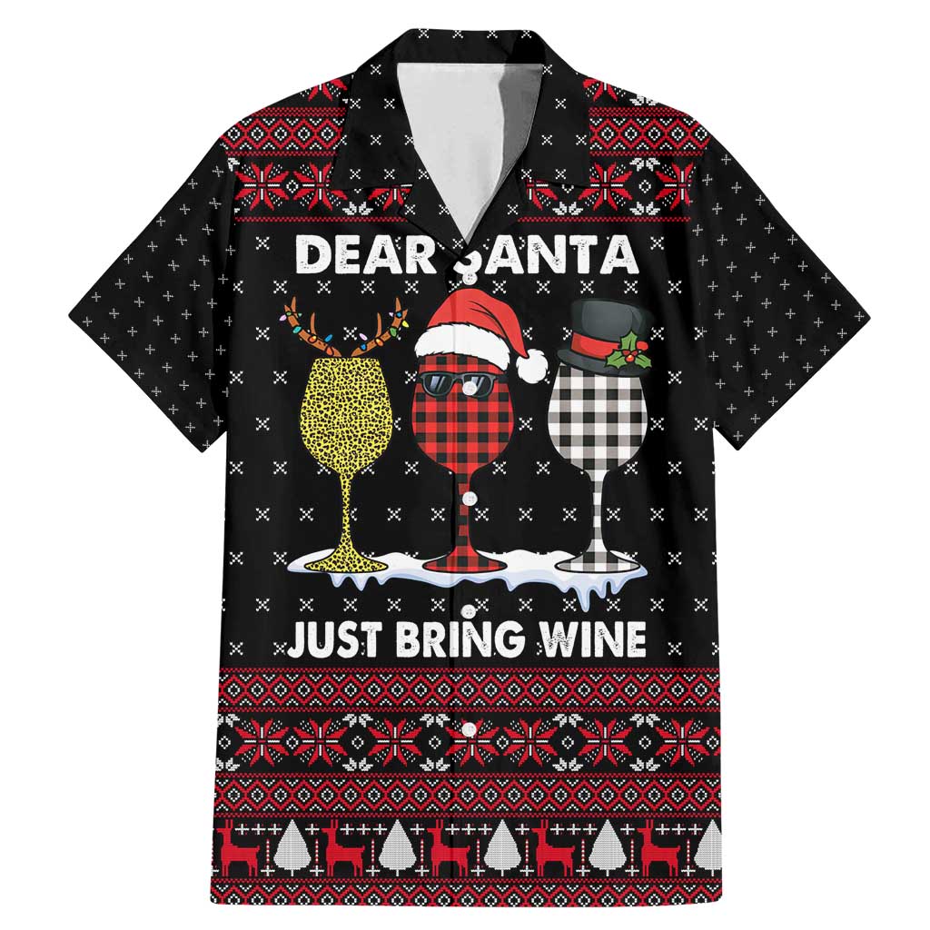 Santa Just Bring Wine Christmas Family Matching Mermaid Dress and Hawaiian Shirt Xmas Holiday Patterns - Wonder Print Shop