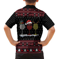 Santa Just Bring Wine Christmas Family Matching Off The Shoulder Long Sleeve Dress and Hawaiian Shirt Xmas Holiday Patterns - Wonder Print Shop