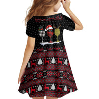 Santa Just Bring Wine Christmas Family Matching Off The Shoulder Long Sleeve Dress and Hawaiian Shirt Xmas Holiday Patterns - Wonder Print Shop